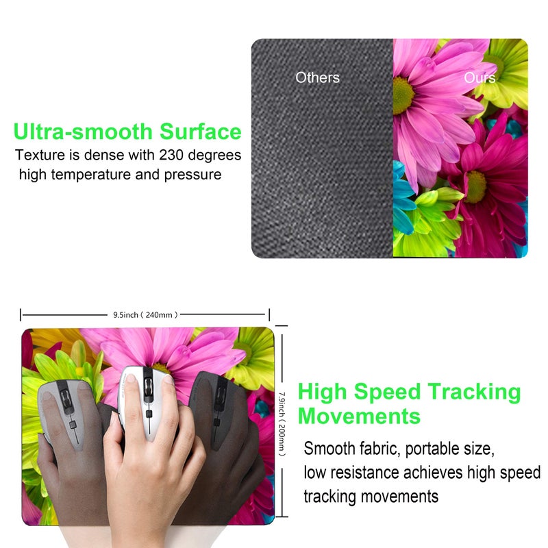 SHALYSONG Watercolor Flower Mousepad Computer Mouse pad with Design Personalized Mouse pad for Laptop Computer Office Decoration Accessories Gift - Image 3